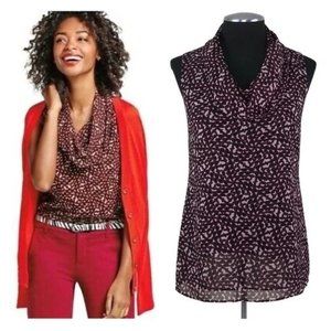 Cabi M Venus Sleeveless‎ Cowl Neck Top Purple Geometric Print Career Office 3271